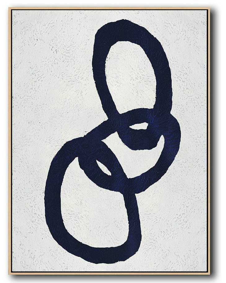 Large Abstract Painting,Buy Hand Painted Navy Blue Abstract Painting Online,Size Extra Large Abstract Art